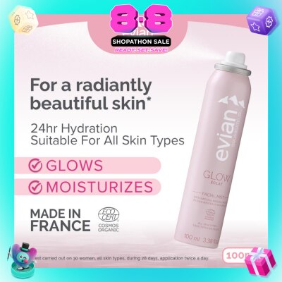 EVIAN - Facial Mist Glow Organic Certified 100ml (Expiry: Apr`2027)