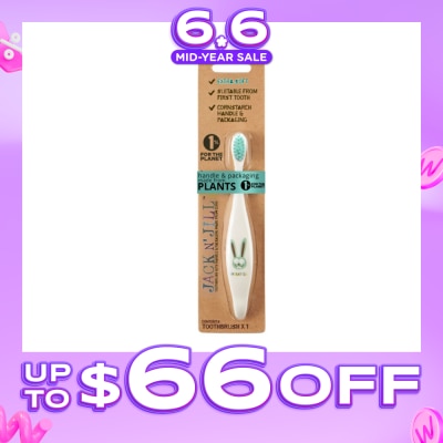 JACK N JILL - Bunny Toothbrush (Suitable From First Tooth, Extra Soft, Super Fine Tapered Bristles, Ergonomically Designed Handle For Little Hands) 1s