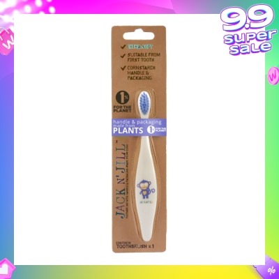 JACK N JILL Monkey Toothbrush (Suitable From First Tooth, Extra Soft, Super Fine Tapered Bristles, Ergonomically Designed Handle For Little Hands) 1s