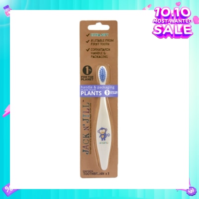 JACK N JILL Monkey Toothbrush (Suitable From First Tooth, Extra Soft, Super Fine Tapered Bristles, Ergonomically Designed Handle For Little Hands) 1s