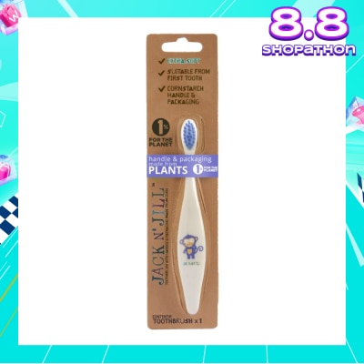 JACK N JILL Monkey Toothbrush (Suitable From First Tooth, Extra Soft, Super Fine Tapered Bristles, Ergonomically Designed Handle For Little Hands) 1s