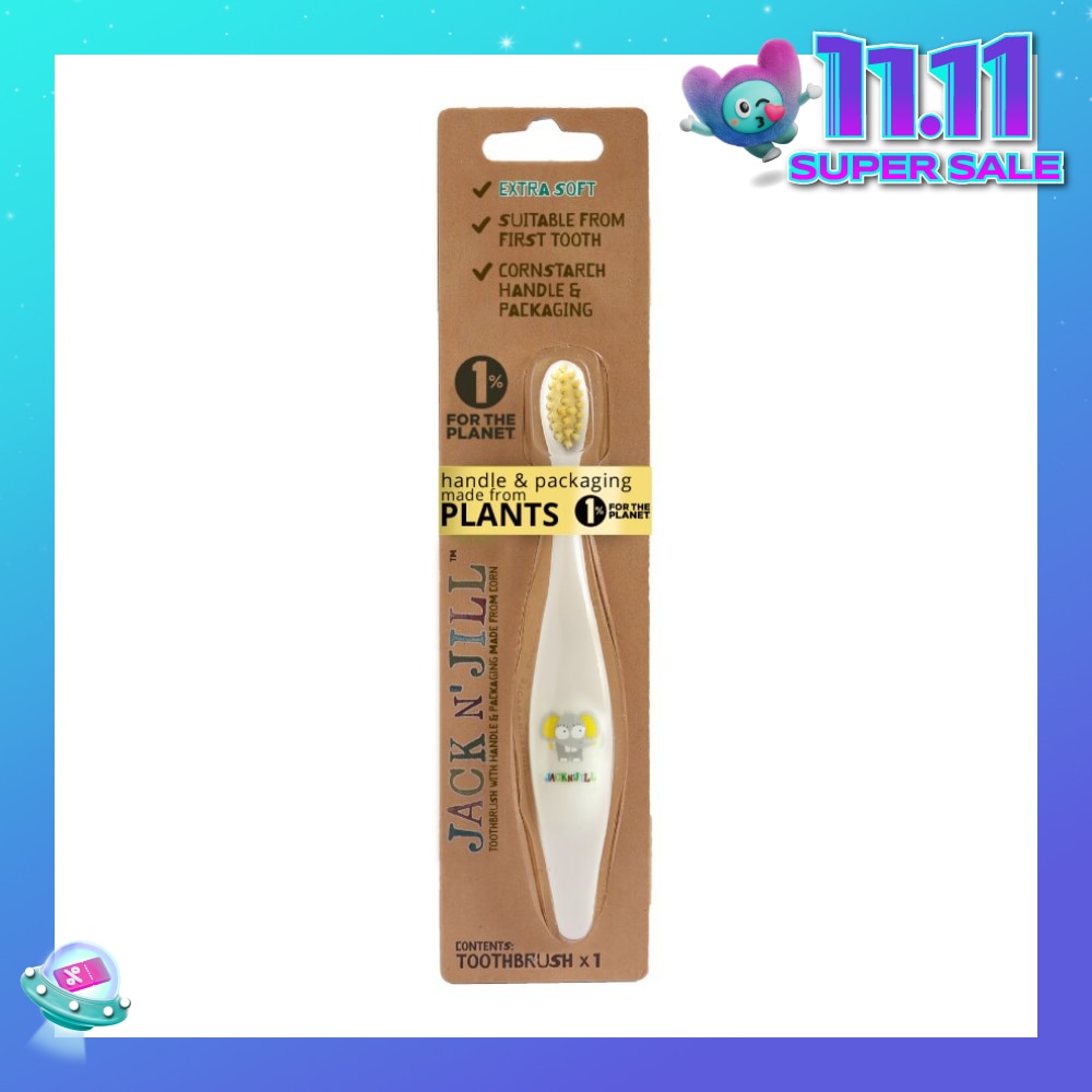 Ellie Toothbrush (Suitable From First Tooth, Extra Soft, Super Fine Tapered Bristles, Ergonomically Designed Handle For Little Hands) 1s