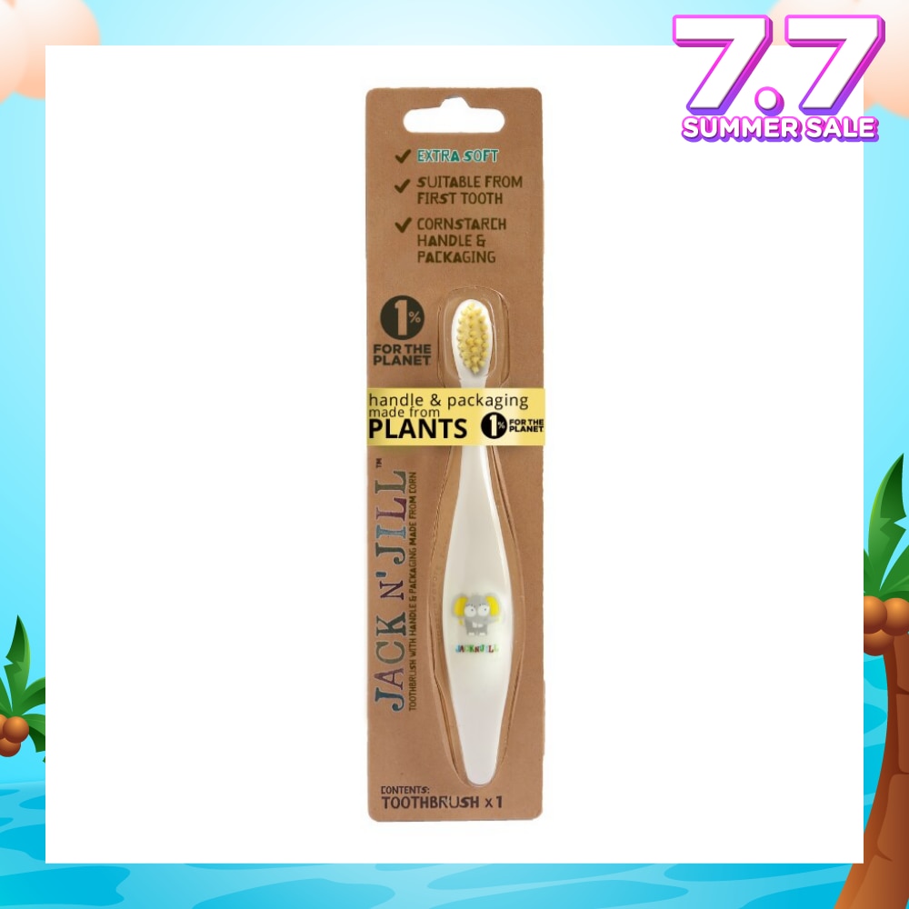 Ellie Toothbrush (Suitable From First Tooth, Extra Soft, Super Fine Tapered Bristles, Ergonomically Designed Handle For Little Hands) 1s