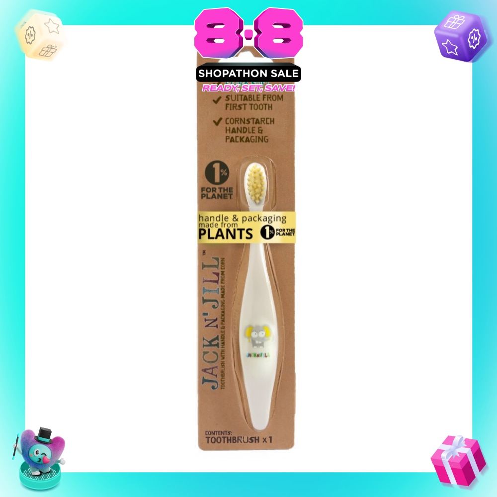 Ellie Toothbrush (Suitable From First Tooth, Extra Soft, Super Fine Tapered Bristles, Ergonomically Designed Handle For Little Hands) 1s