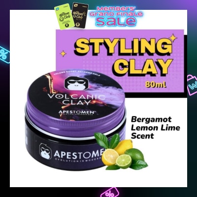 APESTOMEN Volcanic Clay (High Performing Clay, Lightly Scented With Bergamot Lemon Lime, With Extreme Hold) 80ml