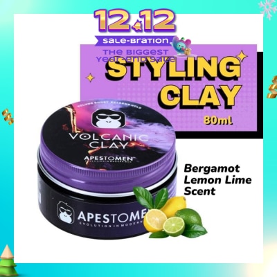 APESTOMEN Volcanic Clay (High Performing Clay, Lightly Scented With Bergamot Lemon Lime, With Extreme Hold) 80ml