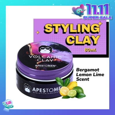 APESTOMEN Volcanic Clay (High Performing Clay, Lightly Scented With Bergamot Lemon Lime, With Extreme Hold) 80ml
