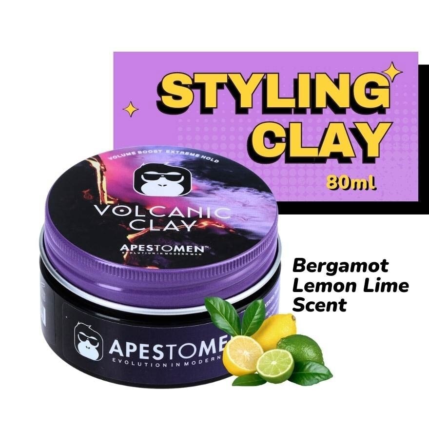 Volcanic Clay (High Performing Clay, Lightly Scented With Bergamot Lemon Lime, With Extreme Hold) 80ml