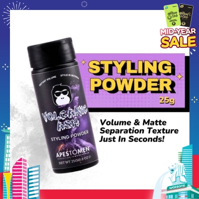 APESTOMEN Volcanic Ash Styling Powder (Lightweight Powder, That Adds Grip With No Fuss, Volume And Matte Separation Texture In Just Seconds) 25g