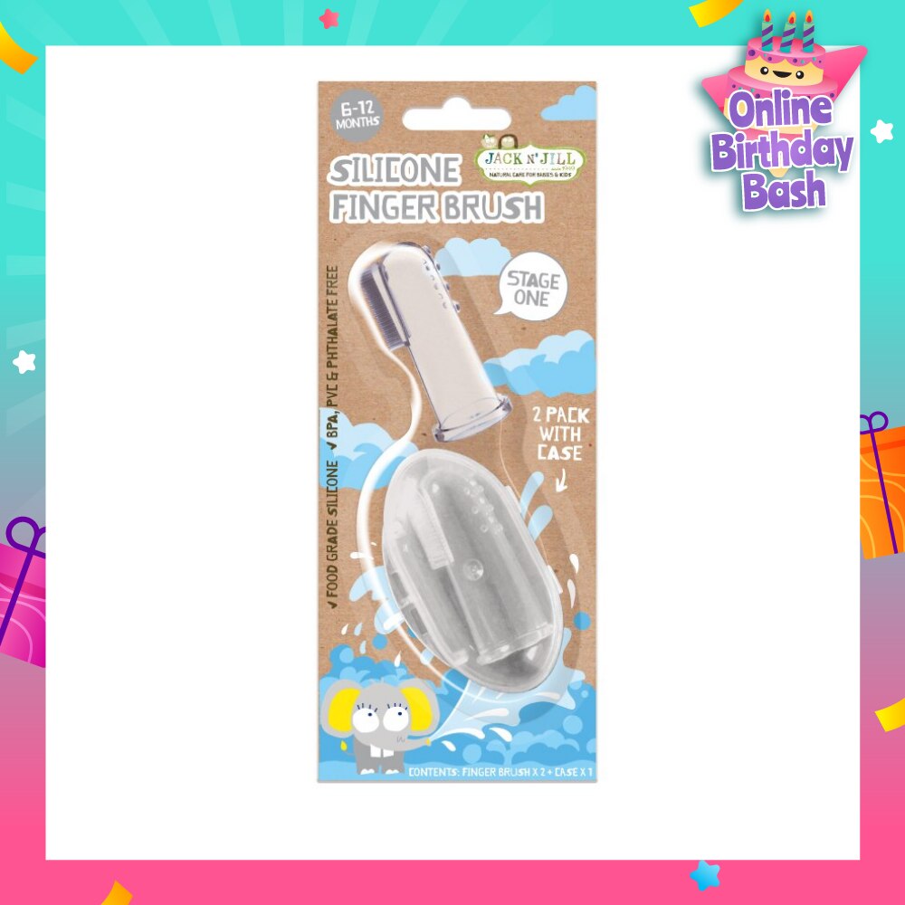 Stage 1 Silicone Fingerbrush (With Case, Suitable For Approx. 6 - 12 Months, Double Sided To Gently Clean And Soothe Little Teeth And Gums) 2s