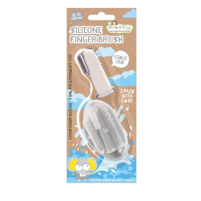 JACK N JILL Stage 1 Silicone Fingerbrush (With Case, Suitable For Approx. 6 - 12 Months, Double Sided To Gently Clean And Soothe Little Teeth And Gums) 2s