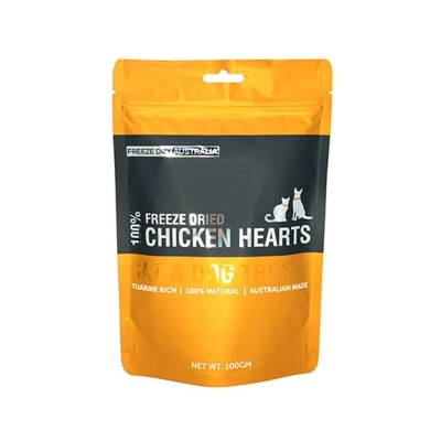 FREEZE DRY AUSTRALIA - Freeze Dried Chicken Hearts Cat and Dog Treats 100g