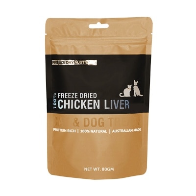 FREEZE DRY AUSTRALIA - Freeze Dried Chicken Liver Cat and Dog Treats 80g