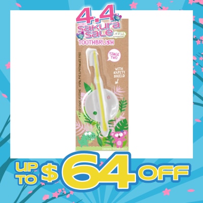 JACK N JILL - Stage 2 Silicone Toothbrush (With Safety Shield, Suitable For Approx. 12 - 24 Months, Gentle On Little Teeth And Gums)1s