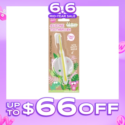 JACK N JILL - Stage 2 Silicone Toothbrush (With Safety Shield, Suitable For Approx. 12 - 24 Months, Gentle On Little Teeth And Gums)1s