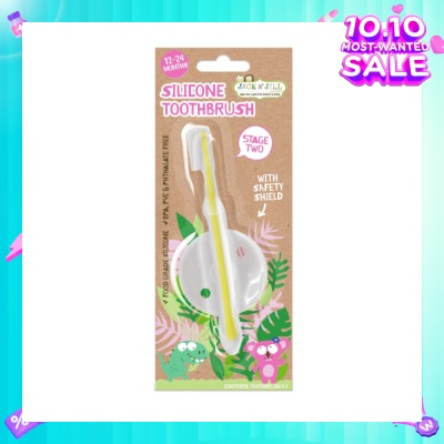 JACK N JILL Stage 2 Silicone Toothbrush (With Safety Shield, Suitable For Approx. 12 - 24 Months, Gentle On Little Teeth And Gums)1s
