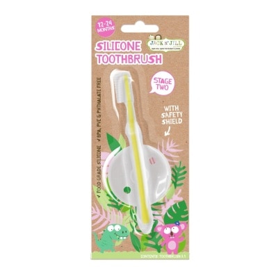 JACK N JILL Stage 2 Silicone Toothbrush (With Safety Shield, Suitable For Approx. 12 - 24 Months, Gentle On Little Teeth And Gums)1s