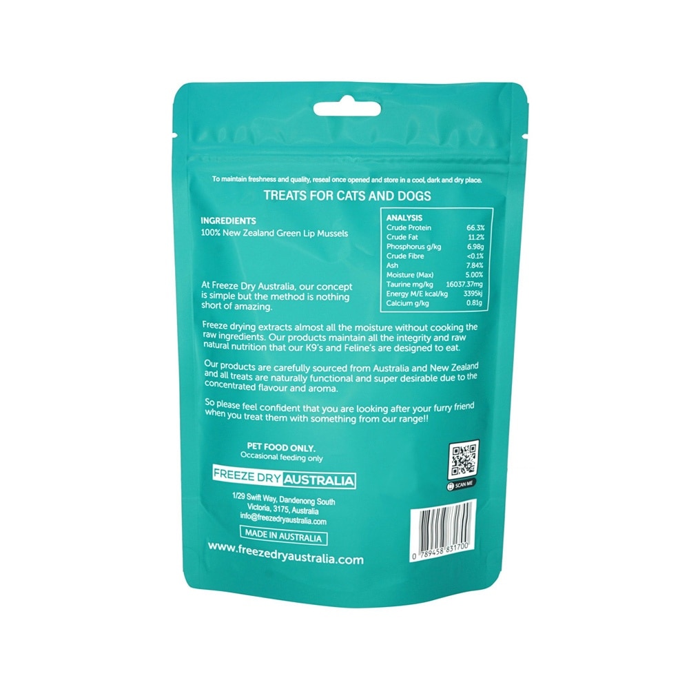 Freeze Dried Green Lip Mussels Cat and Dog Treats 70g image