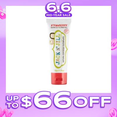 JACK N JILL - Strawberry Natural Toothpaste (Gentle Removal Of Plaque, Help Soothe Gums,Suitable From 6 Months+) 50g