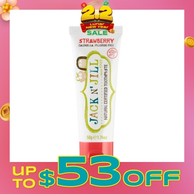 JACK N JILL Strawberry Natural Toothpaste (Gentle Removal Of Plaque, Help Soothe Gums,Suitable From 6 Months+) 50g
