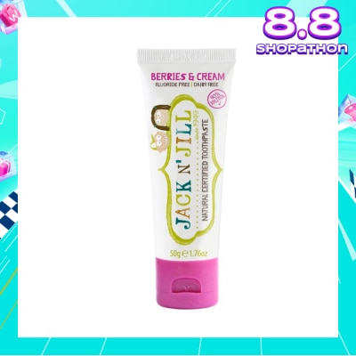JACK N JILL Berries And Cream Natural Toothpaste (Gentle Removal Of Plaque, Help Soothe Gums,Suitable From 6 Months+) 50g