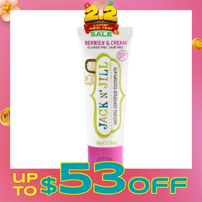 JACK N JILL Natural Certified Toothpaste Berries & Cream 50g (Expiry: May`2026)