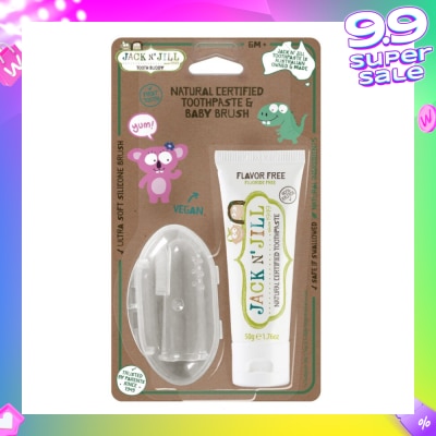JACK N JILL Flavor Free Toothpaste + Finger Brush Set 1s (Expiry: May`2026)