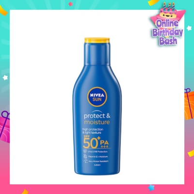 NIVEA SUN Protect & Moisture Sun Body Lotion SPF50+ PA+++ (UVA/UVB Protect + Water Resistant + Moisturize Skin) 125ml