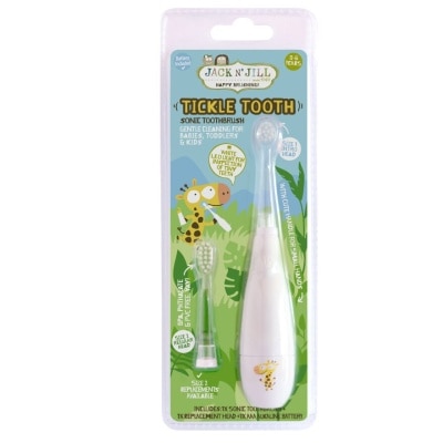 JACK N JILL Sonictickle Toothbrush 1s + Rhead 2s (Gentle Cleaning For Babies, Toddlers And Kids, Two Unique Brush Heads For Age 0-6 Years, Extra Soft Bristles)