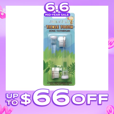 JACK N JILL - Sonictickle Replacement Heads (Brush Heads With Super Soft Bristles, Can Be Easily Attached To Your Sonic Toothbrush) 2s
