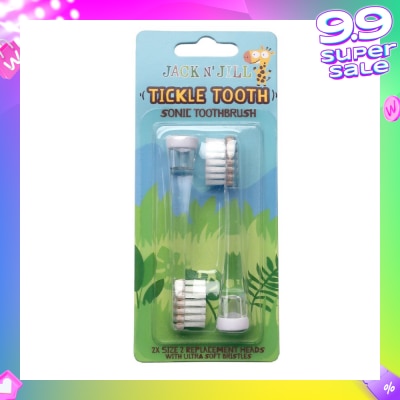 JACK N JILL Sonictickle Replacement Heads (Brush Heads With Super Soft Bristles, Can Be Easily Attached To Your Sonic Toothbrush) 2s
