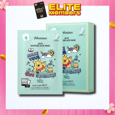JM SOLUTION Selfie Moisture Aloe Mask Sheet (For Smoother + Refreshed Skin) 10s (Expiry: Jul`2026)