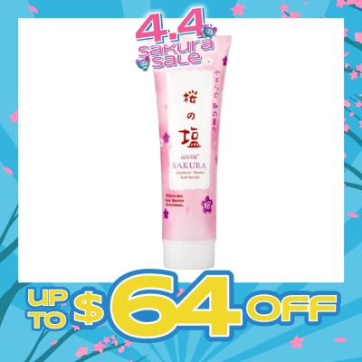 AQUA RINE - Japanese Aroma Bath Sea Salt Scrub Sakura (Whitens Skin Tone & Balance Oil Secretions) 400g