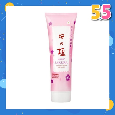 AQUA RINE Japanese Aroma Bath Sea Salt Scrub Sakura (Whitens Skin Tone & Balance Oil Secretions) 400g