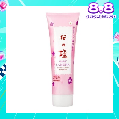 AQUA RINE Japanese Aroma Bath Sea Salt Scrub Sakura (Whitens Skin Tone & Balance Oil Secretions) 400g