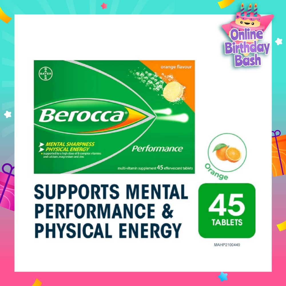 Performance Vitamin B Orange Energy Effervescent Tablet 45s