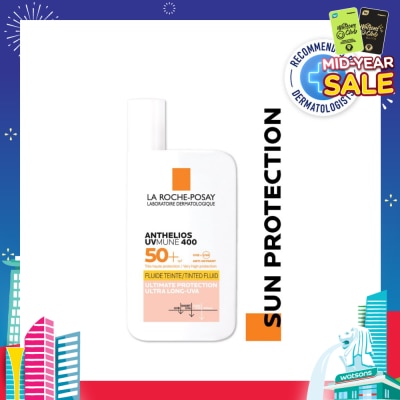 LA ROCHE-POSAY Anthelios Invisible Fluid SFP50+ Tinted (Broad Spectrum UVB & UVA Facial Sunscreen for Sensitive Skin) 50ml