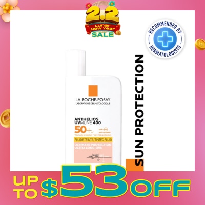 LA ROCHE-POSAY Anthelios Invisible Fluid SFP50+ Tinted (Broad Spectrum UVB & UVA Facial Sunscreen for Sensitive Skin) 50ml