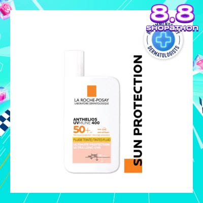 LA ROCHE-POSAY Anthelios Invisible Fluid SFP50+ Tinted (Broad Spectrum UVB & UVA Facial Sunscreen for Sensitive Skin) 50ml