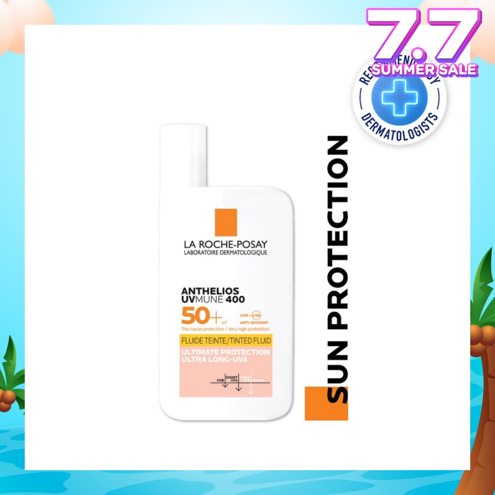 Anthelios Invisible Fluid SFP50+ Tinted (Broad Spectrum UVB & UVA Facial Sunscreen for Sensitive Skin) 50ml