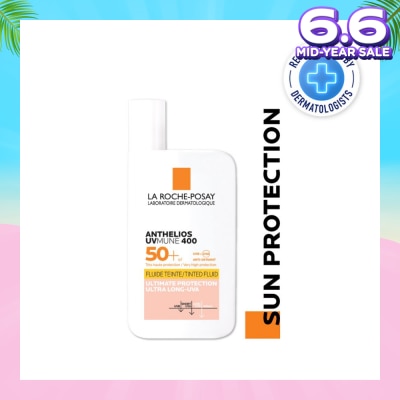 LA ROCHE-POSAY Anthelios Invisible Fluid SFP50+ Tinted (Broad Spectrum UVB & UVA Facial Sunscreen for Sensitive Skin) 50ml