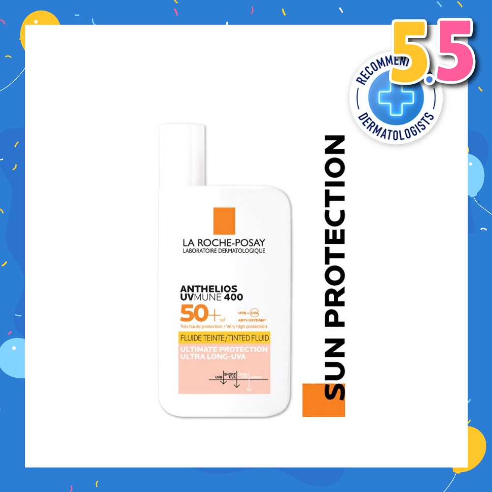 Anthelios Invisible Fluid SFP50+ Tinted (Broad Spectrum UVB & UVA Facial Sunscreen for Sensitive Skin) 50ml