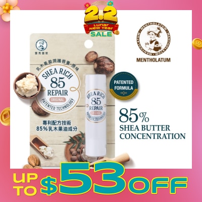 MENTHOLATUM LIP Sheabutter R85 Fragrance Free (Moisture Lips Up To 4 Hours, Helps Reduce Stain On Your Lips) 3.8g