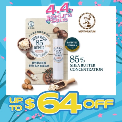 MENTHOLATUM LIP - Sheabutter R85 Fragrance Free (Moisture Lips Up To 4 Hours, Helps Reduce Stain On Your Lips) 3.8g