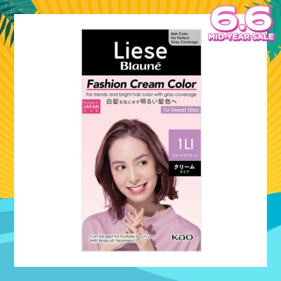 LIESE Blaune Fashion Cream Color 1LI Sweet Lilac (Allows Easy And Natural Gray Hair Coverage With Your Ideal Fashionable Color) 108ml