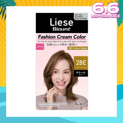 LIESE Blaune Fashion Cream Color 2BE Honey Beige (Allows Easy And Natural Gray Hair Coverage With Your Ideal Fashionable Color) 108ml