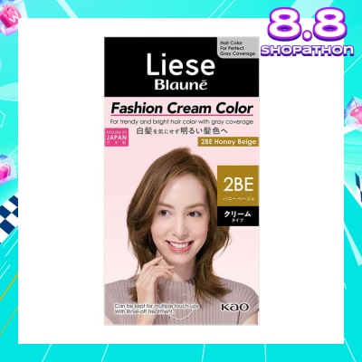 LIESE Blaune Fashion Cream Color 2BE Honey Beige (Allows Easy And Natural Gray Hair Coverage With Your Ideal Fashionable Color) 108ml