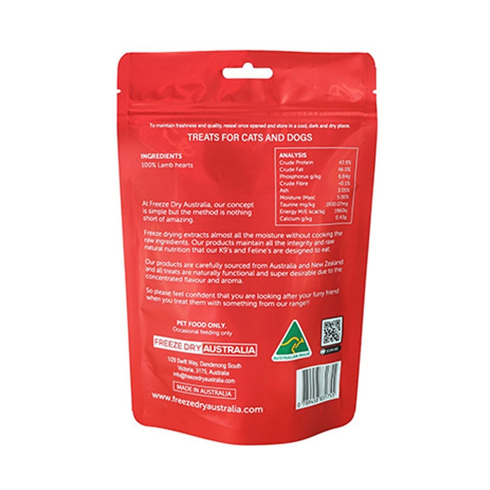 Freeze Dried Raw Lamb Hearts Cat and Dog Treats 100g image
