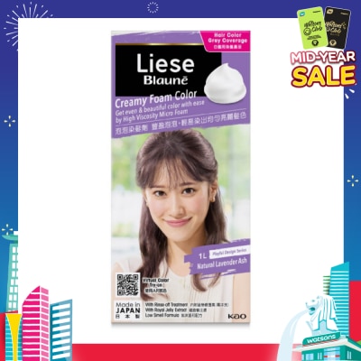 LIESE Blaune Creamy Foam Color Natural Lavender Ash (Easy Foam Format And Even Gray Hair Coverage With A Non Drip Foam Formula) 108ml