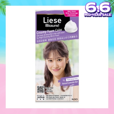 LIESE Blaune Creamy Foam Color Natural Lavender Ash (Easy Foam Format And Even Gray Hair Coverage With A Non Drip Foam Formula) 108ml